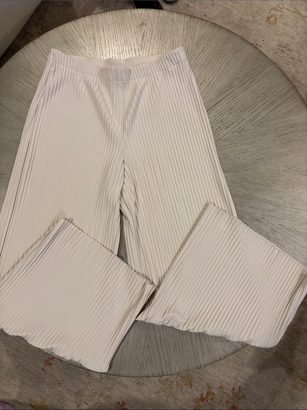 Babaton Pleated Wide-Leg Pants in Off-White